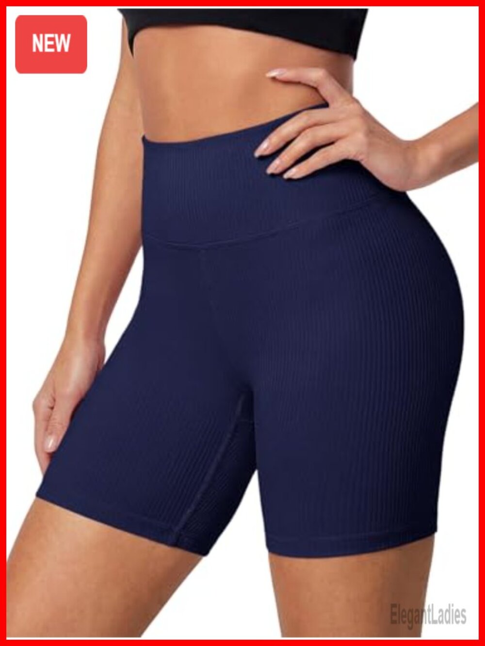 Women's High Waisted Ribbed Knit Biker Shorts with Tummy Control